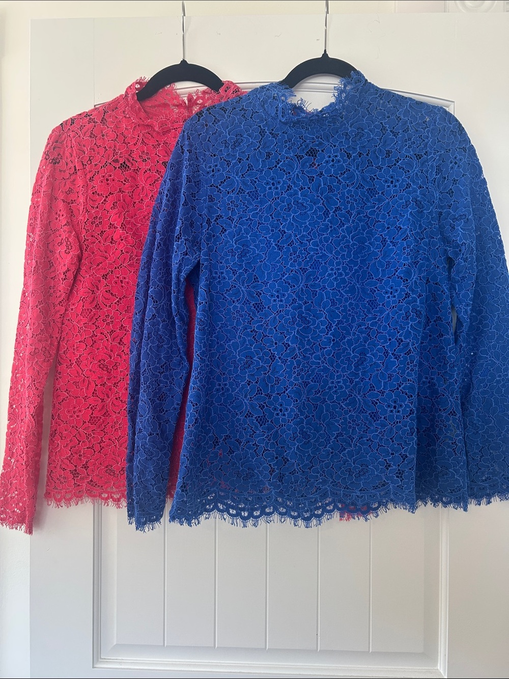 J.Crew Set of 2 Women's Long-Sleeve Lace Mock Neck Top - Blue Size 4